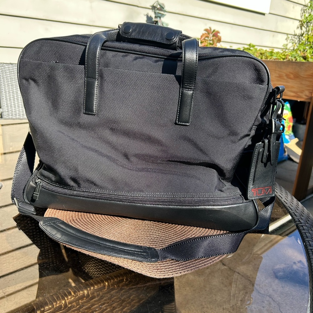 TUMI Alpha Balistic Black Nylon Leather Weekender Suitcase